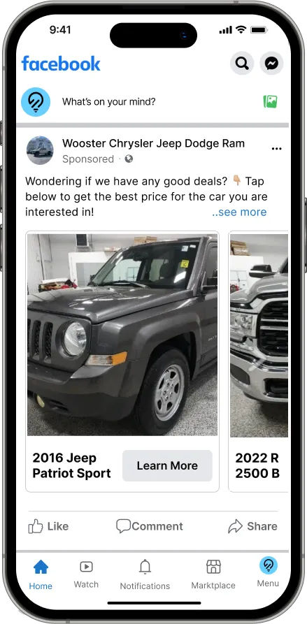 facebook ad placement on an iPhone 